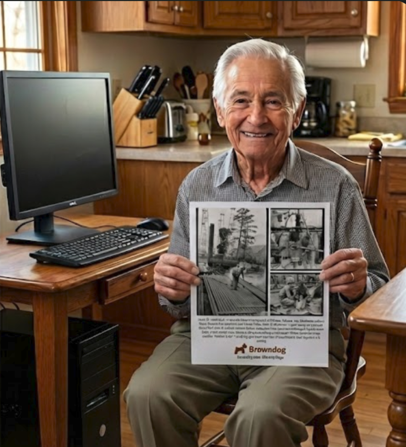 A man proudly holding his printed Memory Page